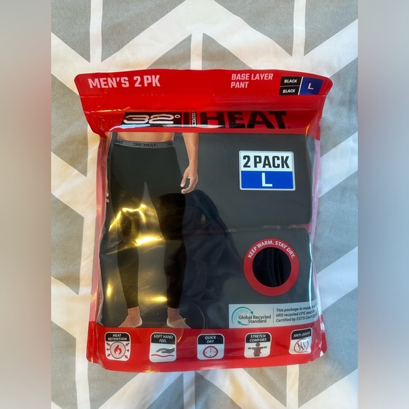 32 Degrees Men's Heat Base Layer Pant, 2-Pack/ Various Sizes (NWT) - Picture 4 of 8